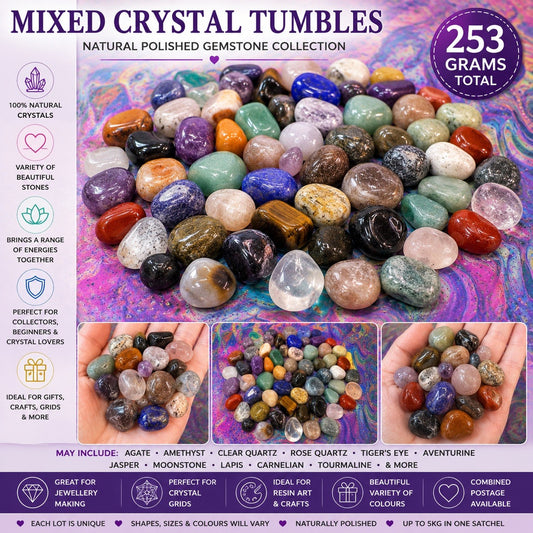 Mixed  crystal Tumbles 253 grams lot
