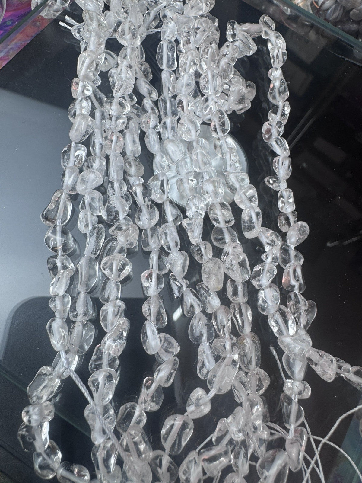 Natural Clear Quartz Tumble Bead Strand – 16 Inch