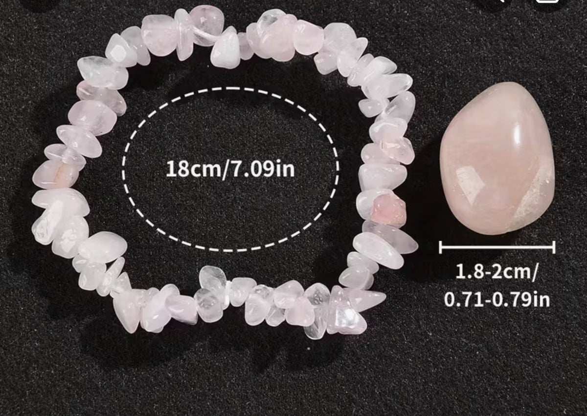 Natural Rose Quartz Chip Bracelet – Stretch Crystal Bracelet 18cm
