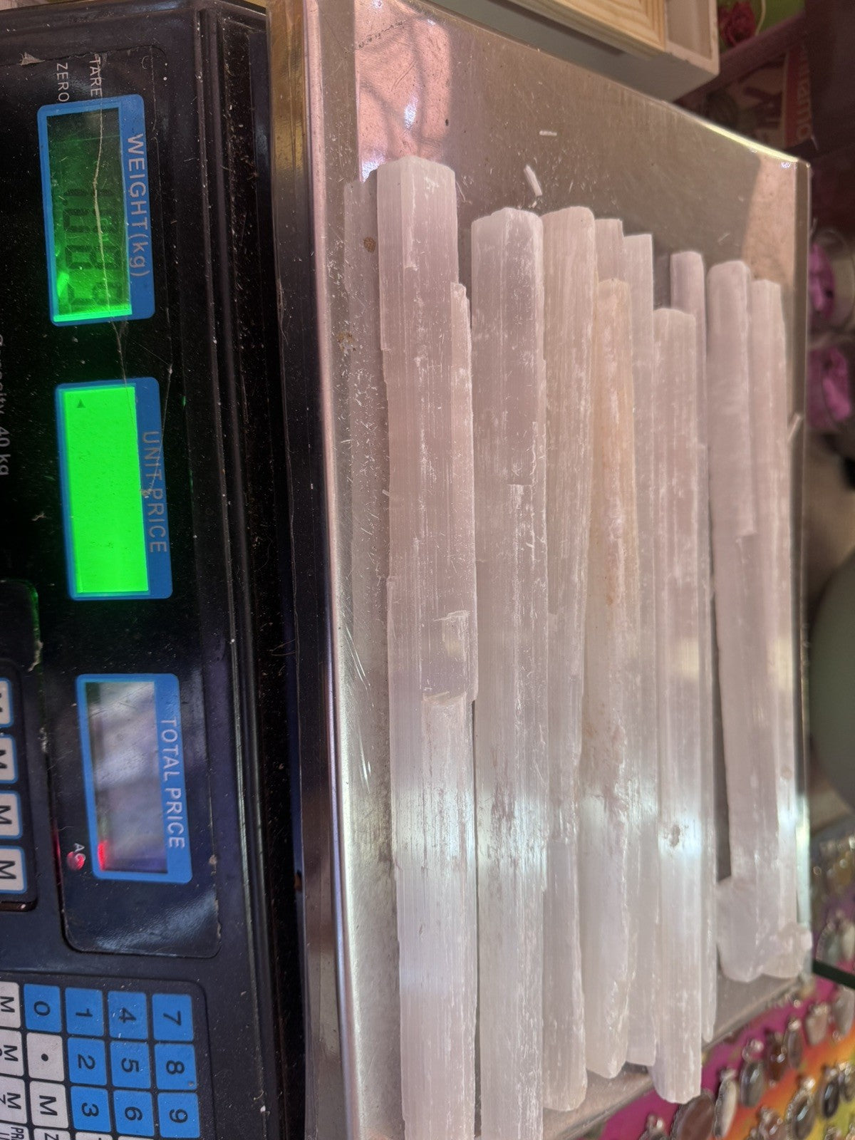 1kg  Selenite  Satin Rods Spar Beam Wand Pieces Crystal Healing Natural Stone