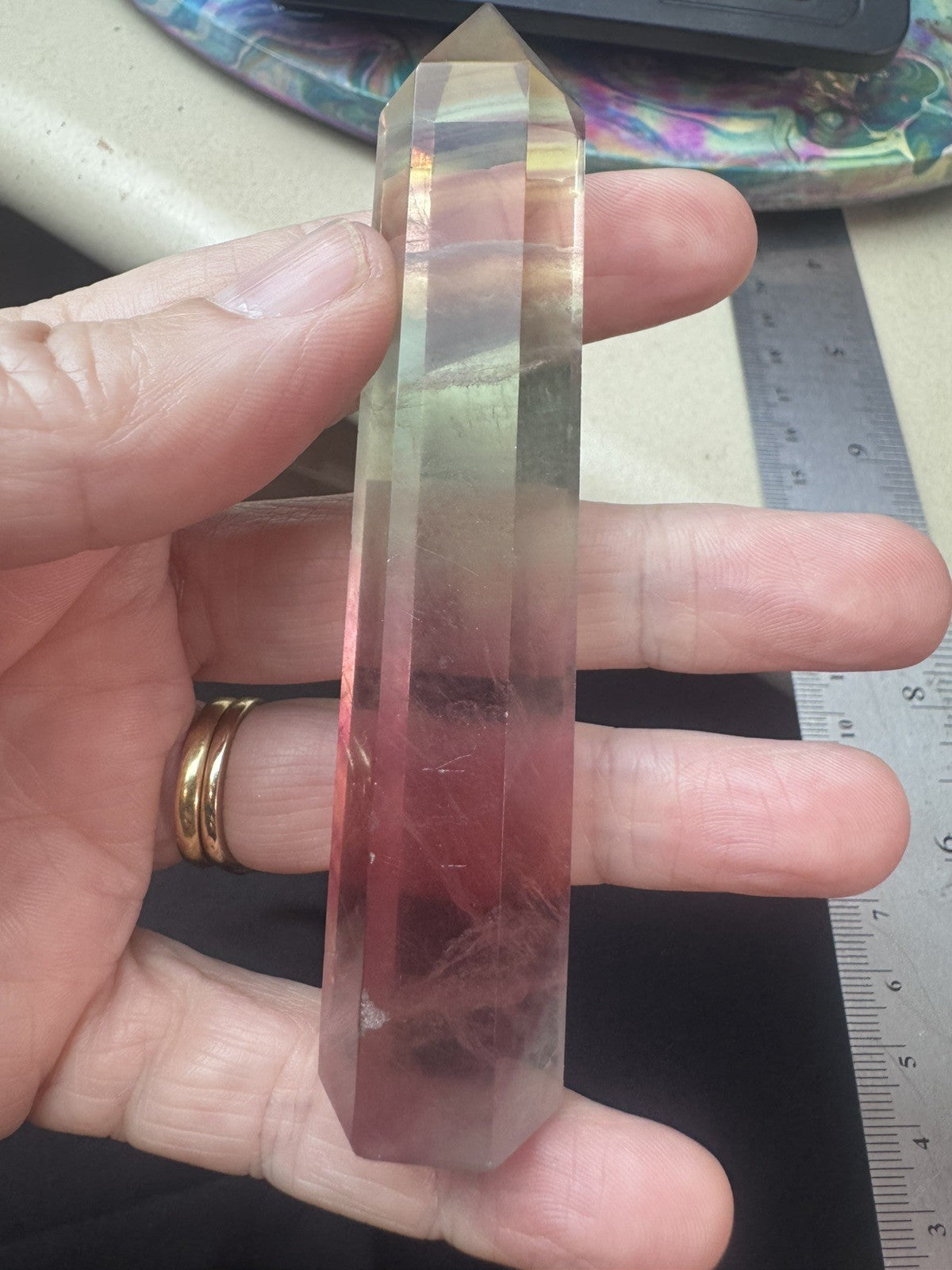 Natural Rainbow Fluorite Tower – 99g  Polished Stone reiki meditation