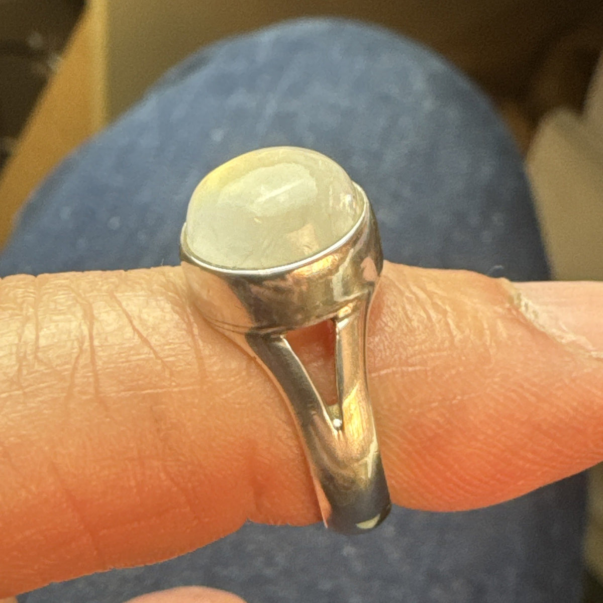 Rainbow Moonstone  925 Sterling Silver Ring Size J 4.75