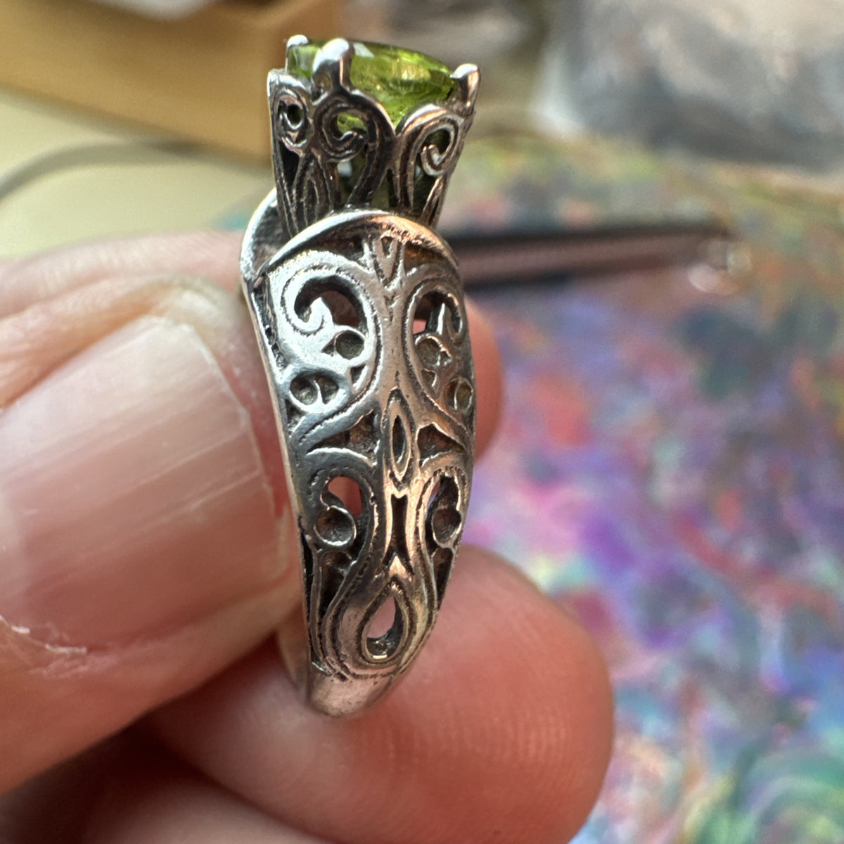 Peridot 925 Sterling Silver Ring Size J 5