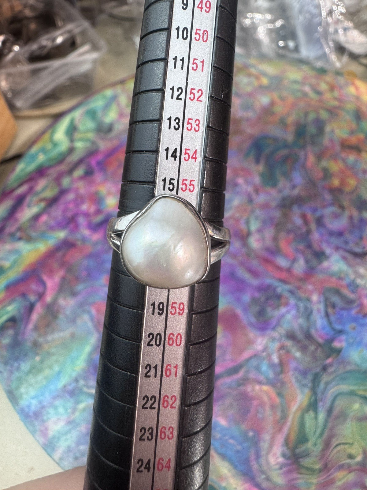 Size 8 Natural Pearl Ring 925 silver P.5