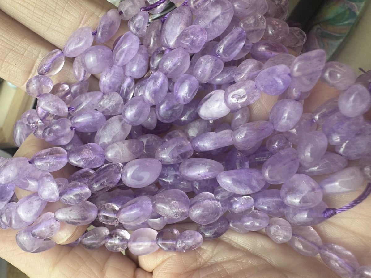 Natural Amethyst Tumble Bead Strand – 16 Inch