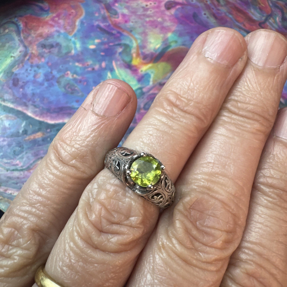 Peridot 925 Sterling Silver Ring Size J 5