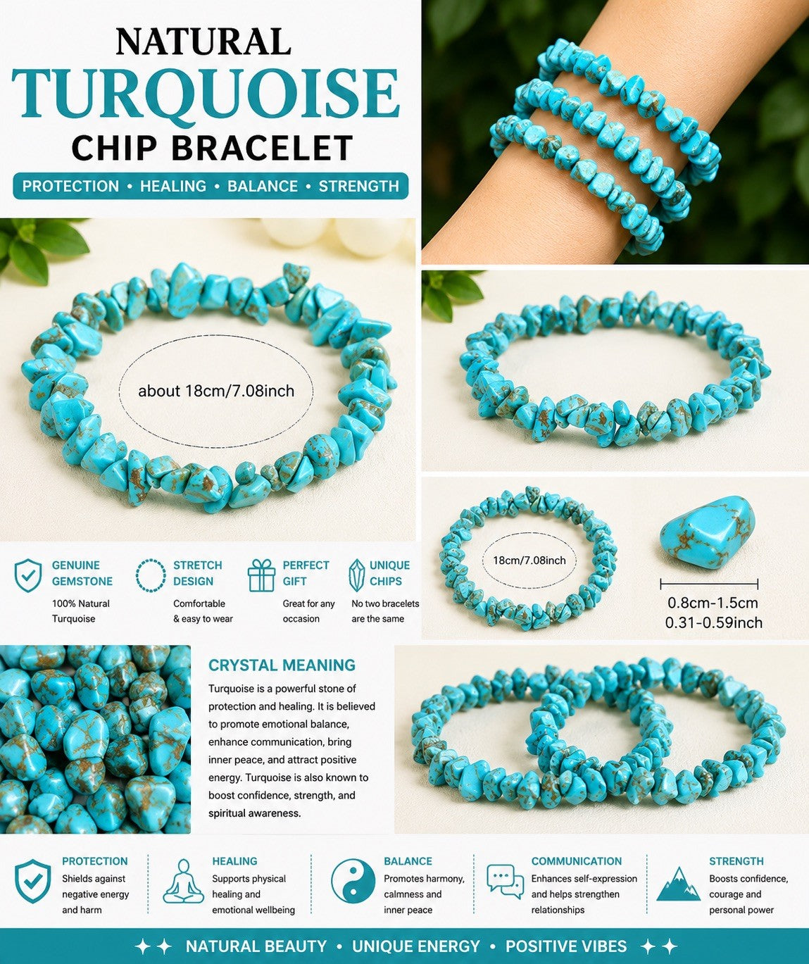 Blue Turquoise Chip Bracelet