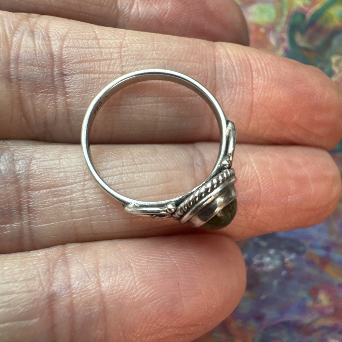 Labradorite 925 Sterling Silver Ring Size J 5