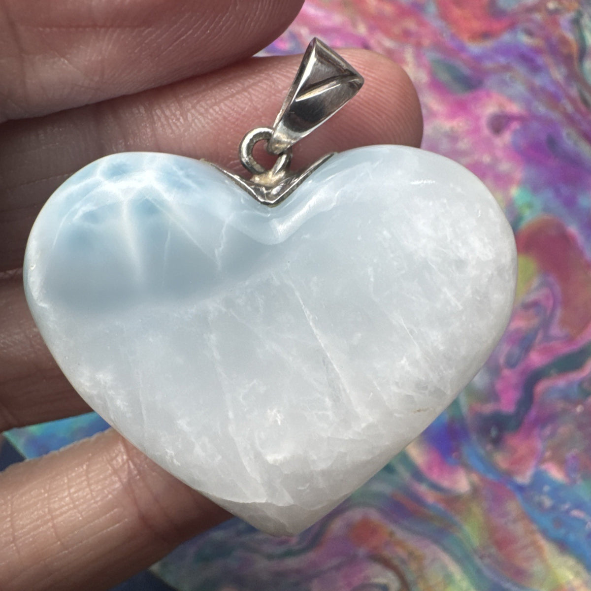 25 Gram 925 Silver Larimar Heart Pendant Handmade In  the Dominican Republic