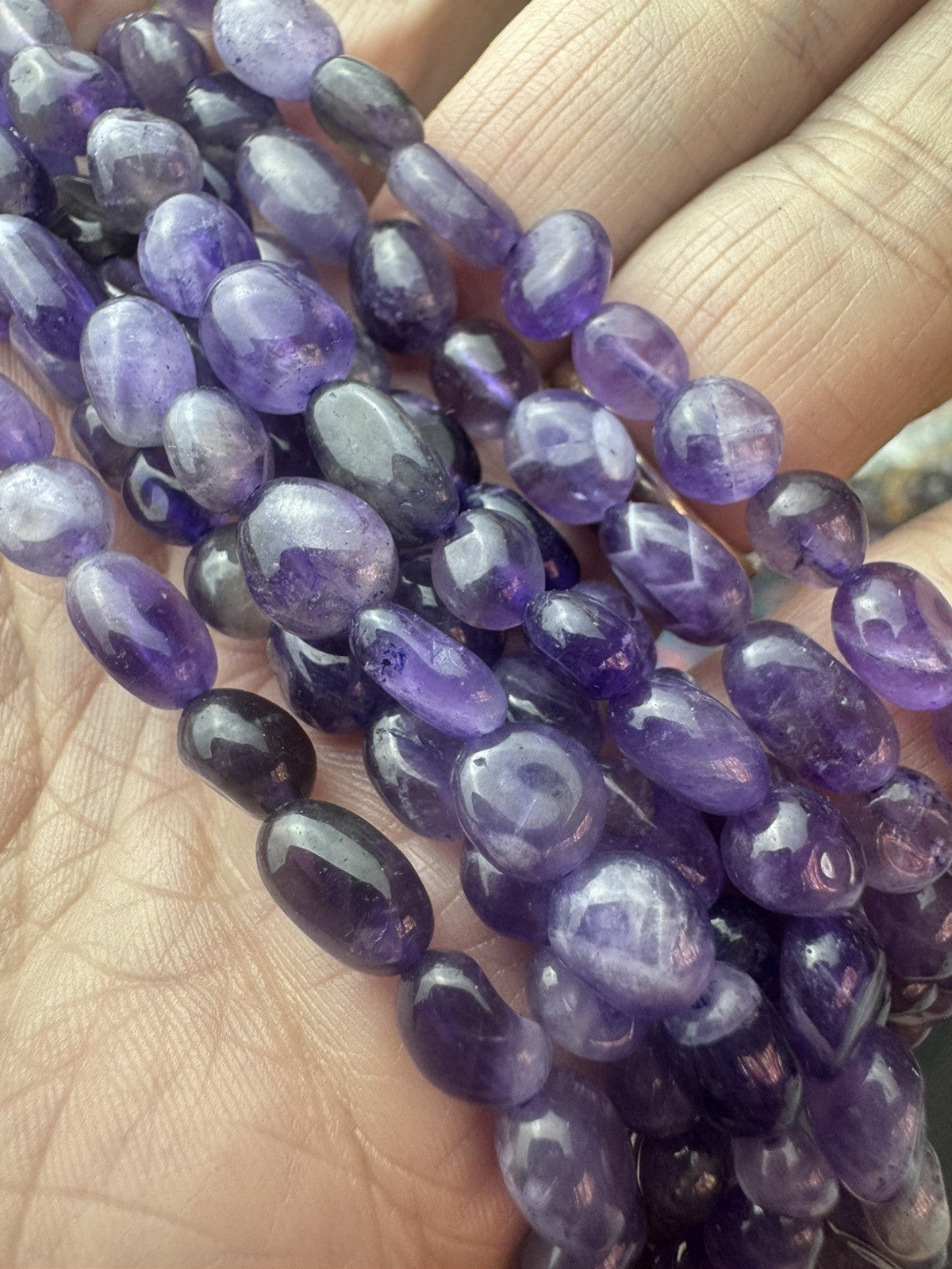 Natural Amethyst Tumble Bead Strand – 16 Inch
