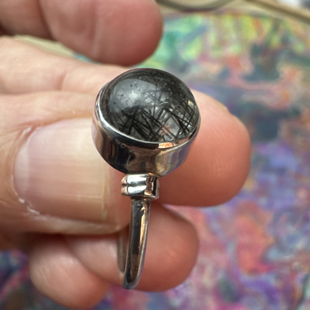 Tormalised Quartz 925 Sterling Silver Ring Size K 5.5