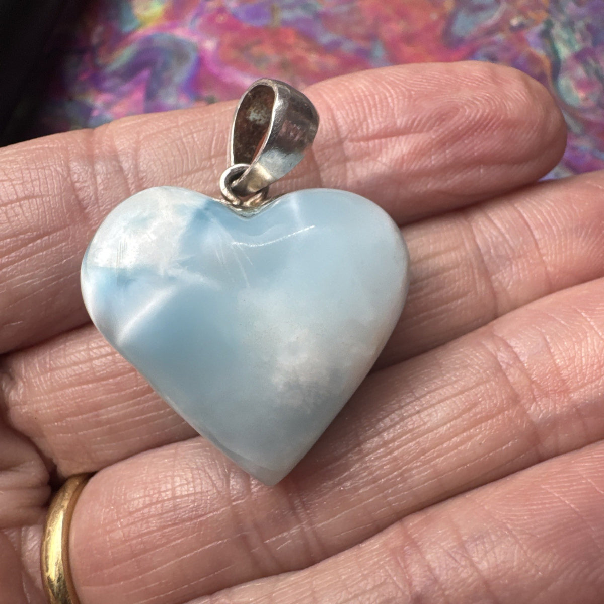 15 Gram 925 Silver Larimar Heart Pendant Handmade In  the Dominican Republic