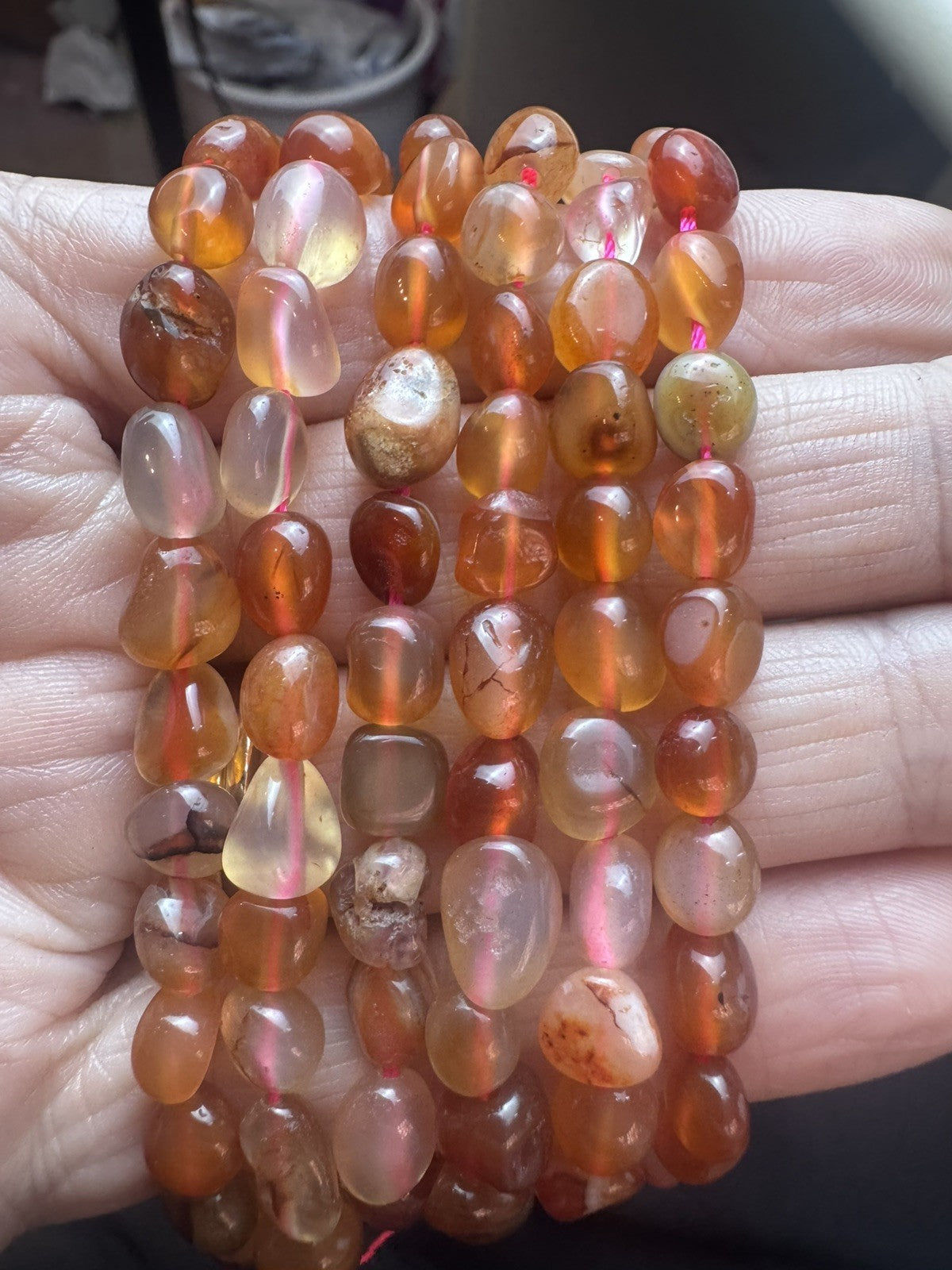 Natural Red Agate Gemstone Bead Strand – 16 Inch