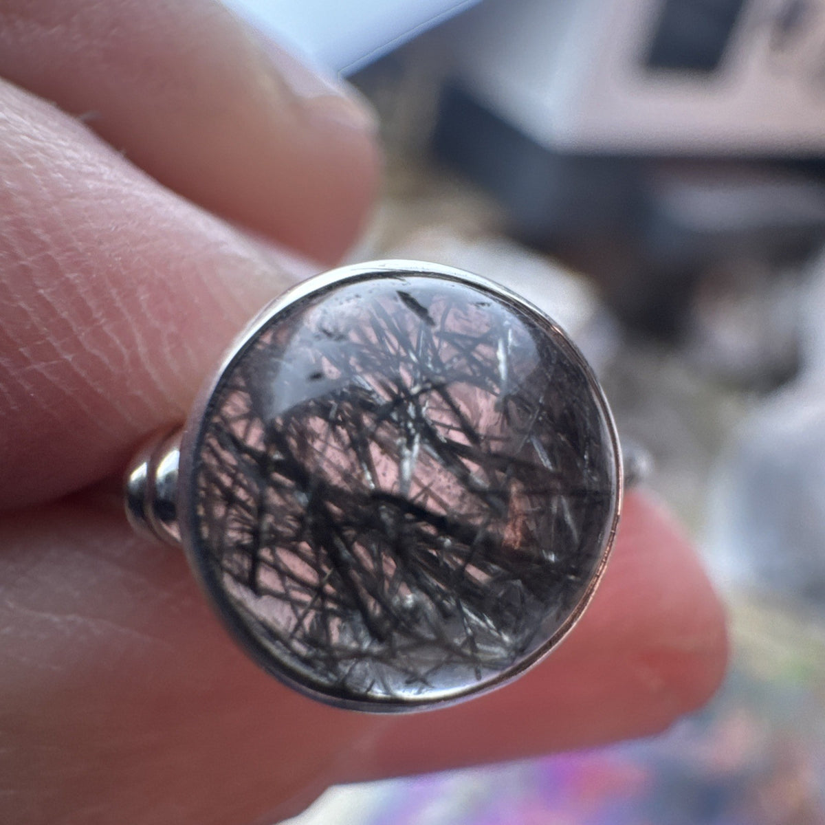 Tormalised Quartz 925 Sterling Silver Ring Size K 5.5