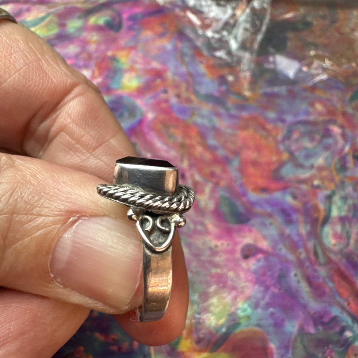 Garnet 925 Sterling Silver Ring Size J 5