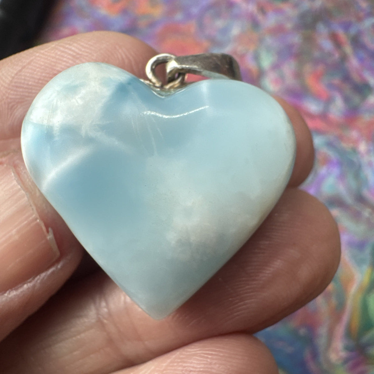 15 Gram 925 Silver Larimar Heart Pendant Handmade In  the Dominican Republic