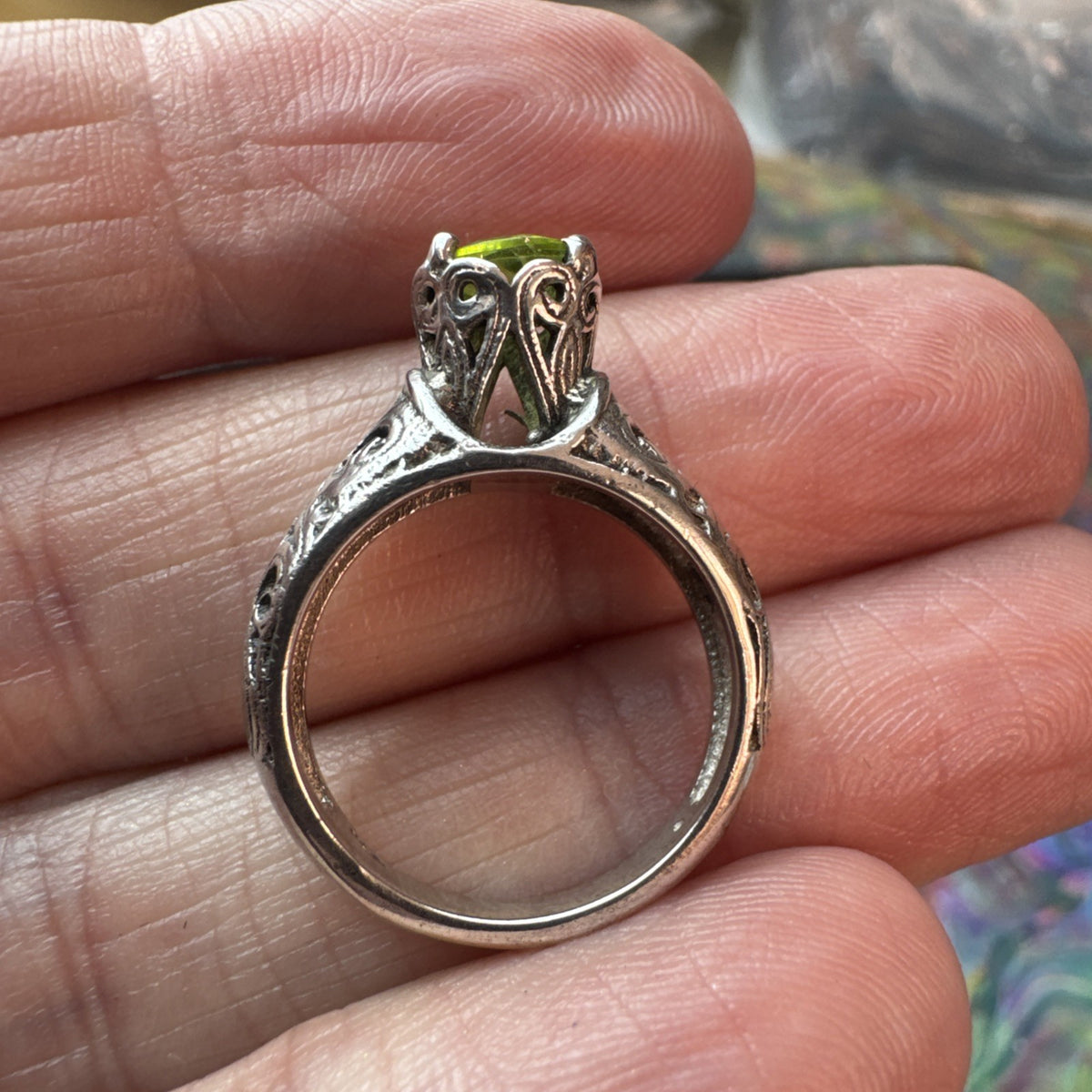 Peridot 925 Sterling Silver Ring Size J 5