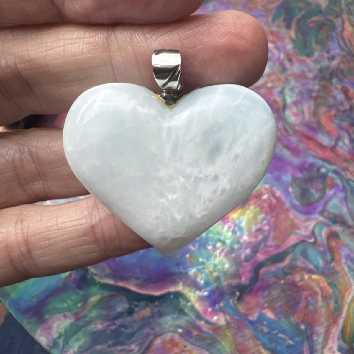 25 Gram 925 Silver Larimar Heart Pendant Handmade In  the Dominican Republic