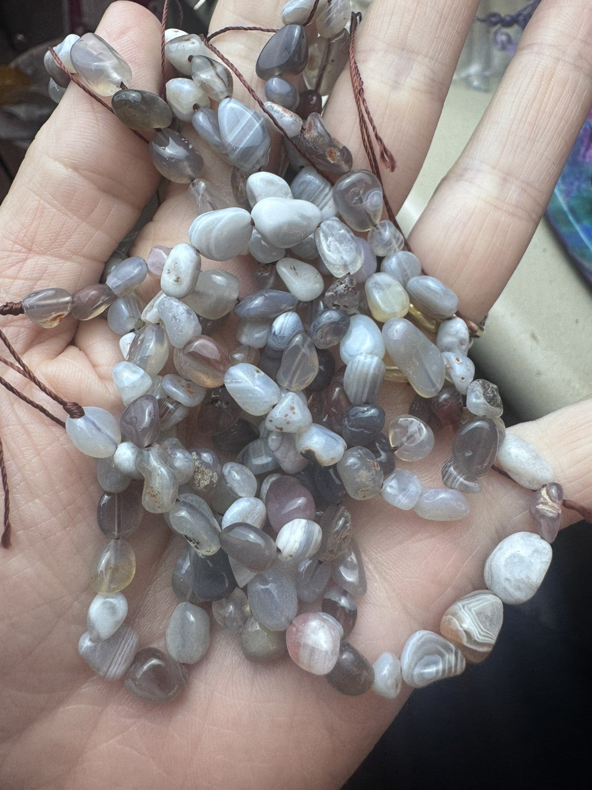 Natural Persian Gulf Agate Tumble Bead Strand – 16 Inch