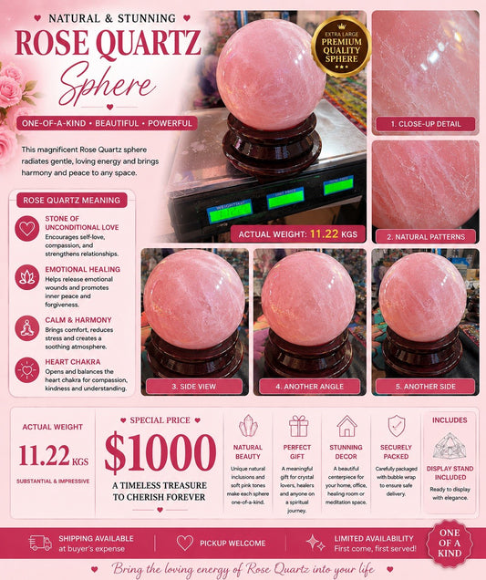 Rose Quartz Sphere 11.22kg Huge