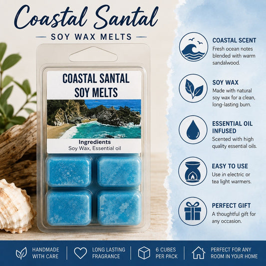 Coastal Santal Soy Wax Melts | Handmade Scented | Long Lasting Fragrance