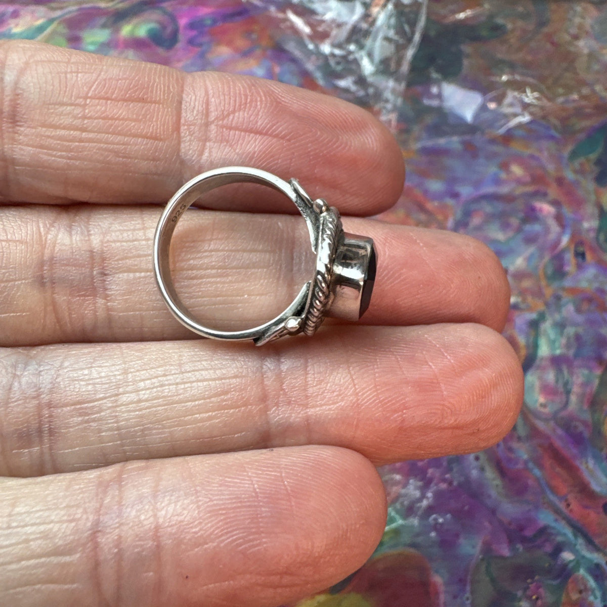 Garnet 925 Sterling Silver Ring Size J 5