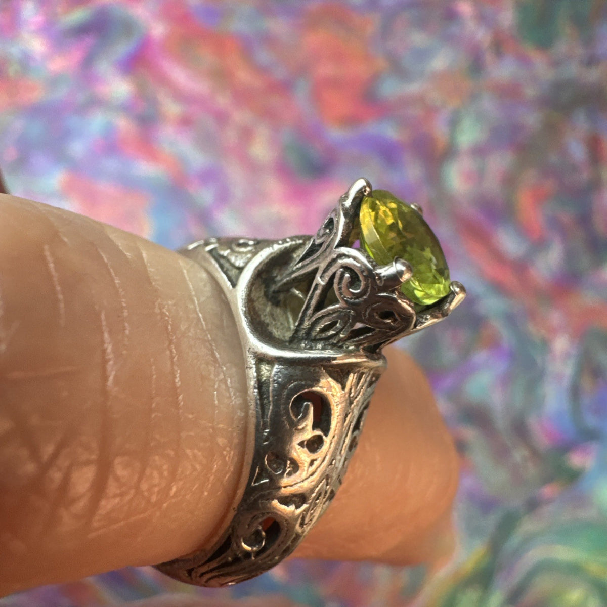 Peridot 925 Sterling Silver Ring Size J 5