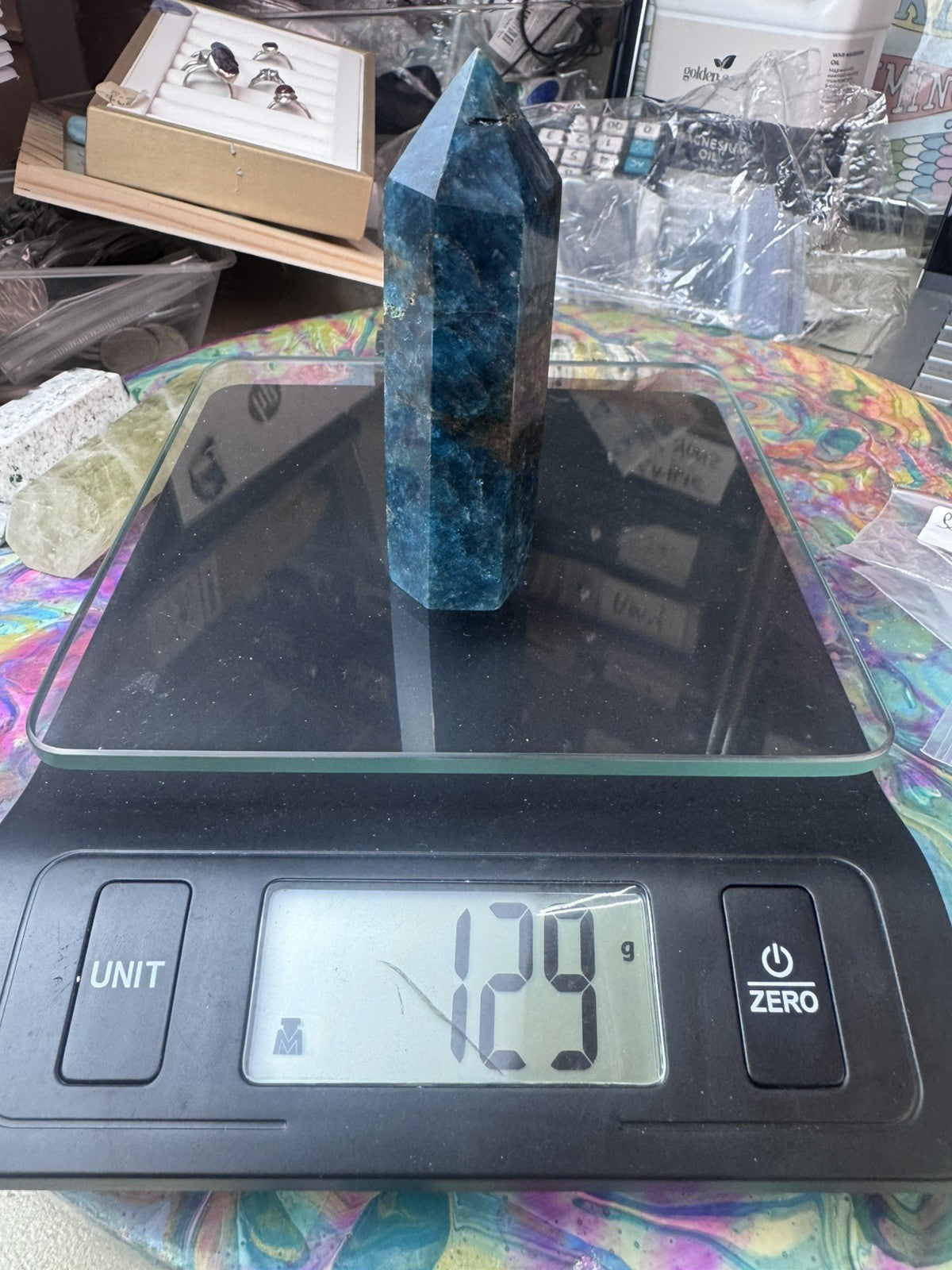 Blue Apatite Crystal Tower – 129g   Polished Stone reiki meditation