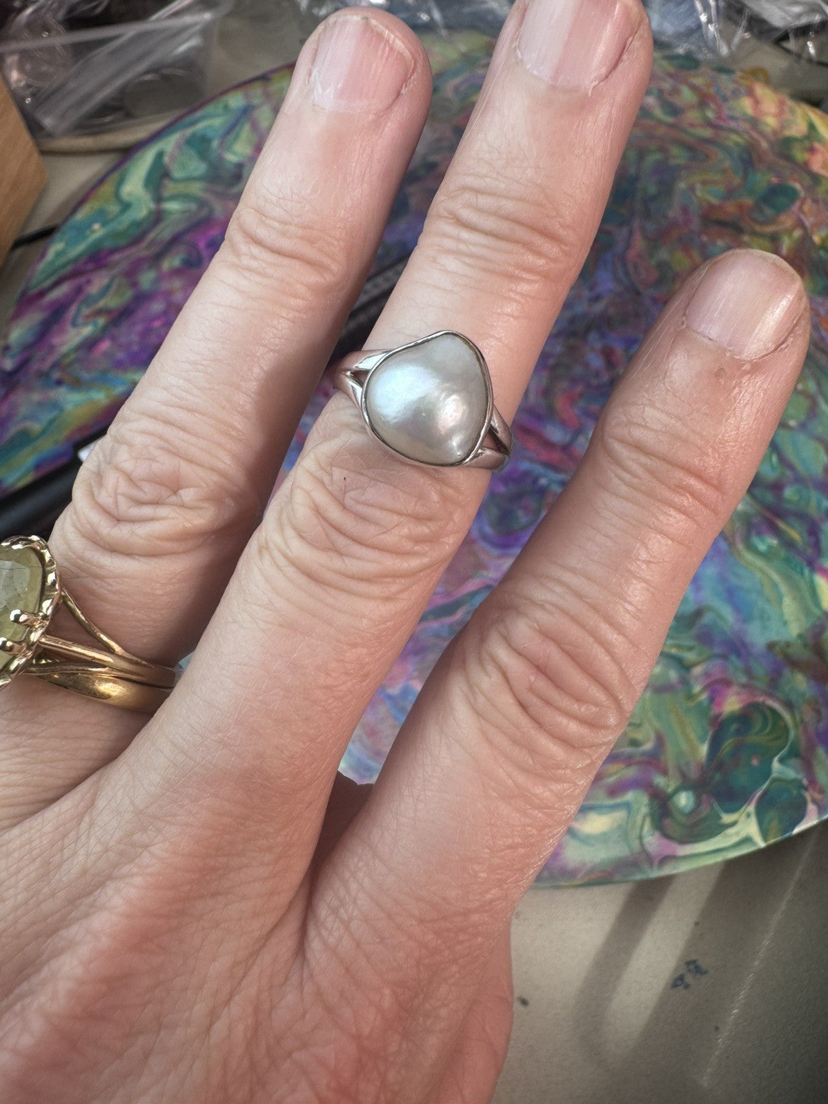 Size 8 Natural Pearl Ring 925 silver P.5