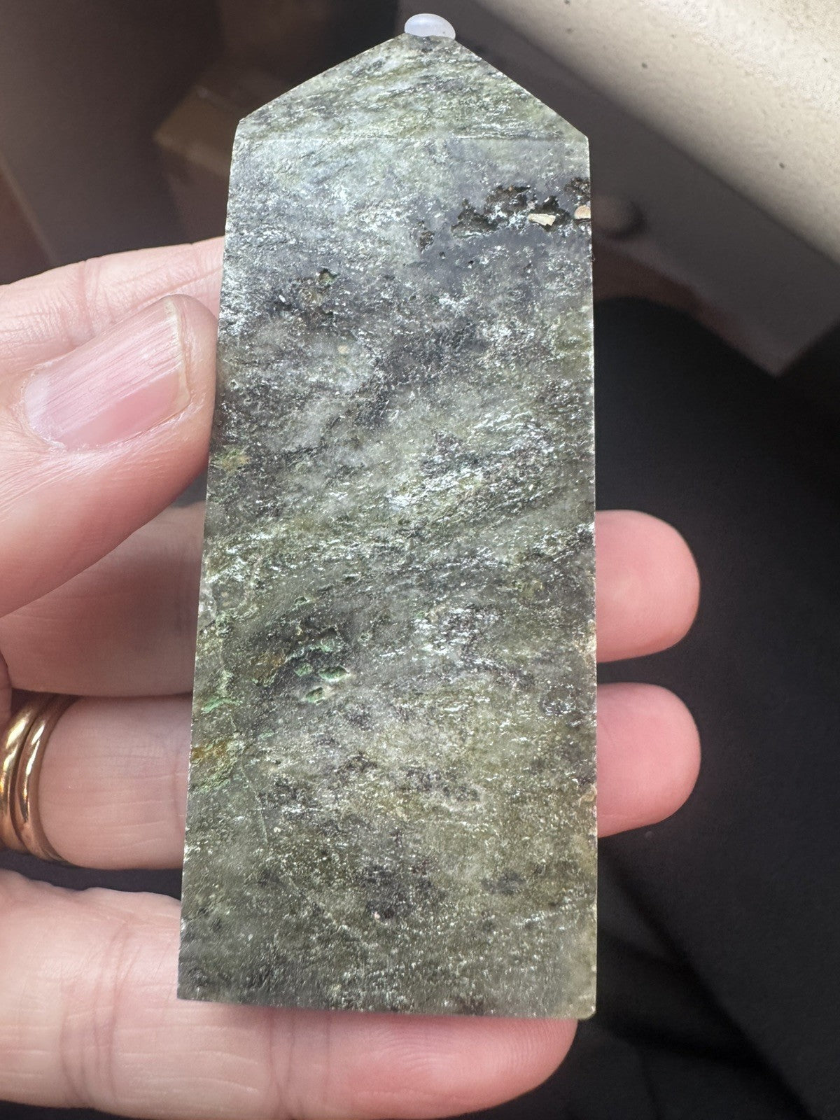 Green Jasper with Natural Mica Sparkle Tower    reiki meditation yoga