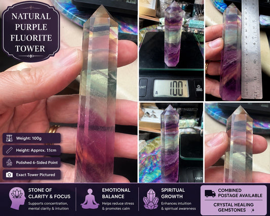 Natural Rainbow Fluorite Tower – 99g  Polished Stone reiki meditation