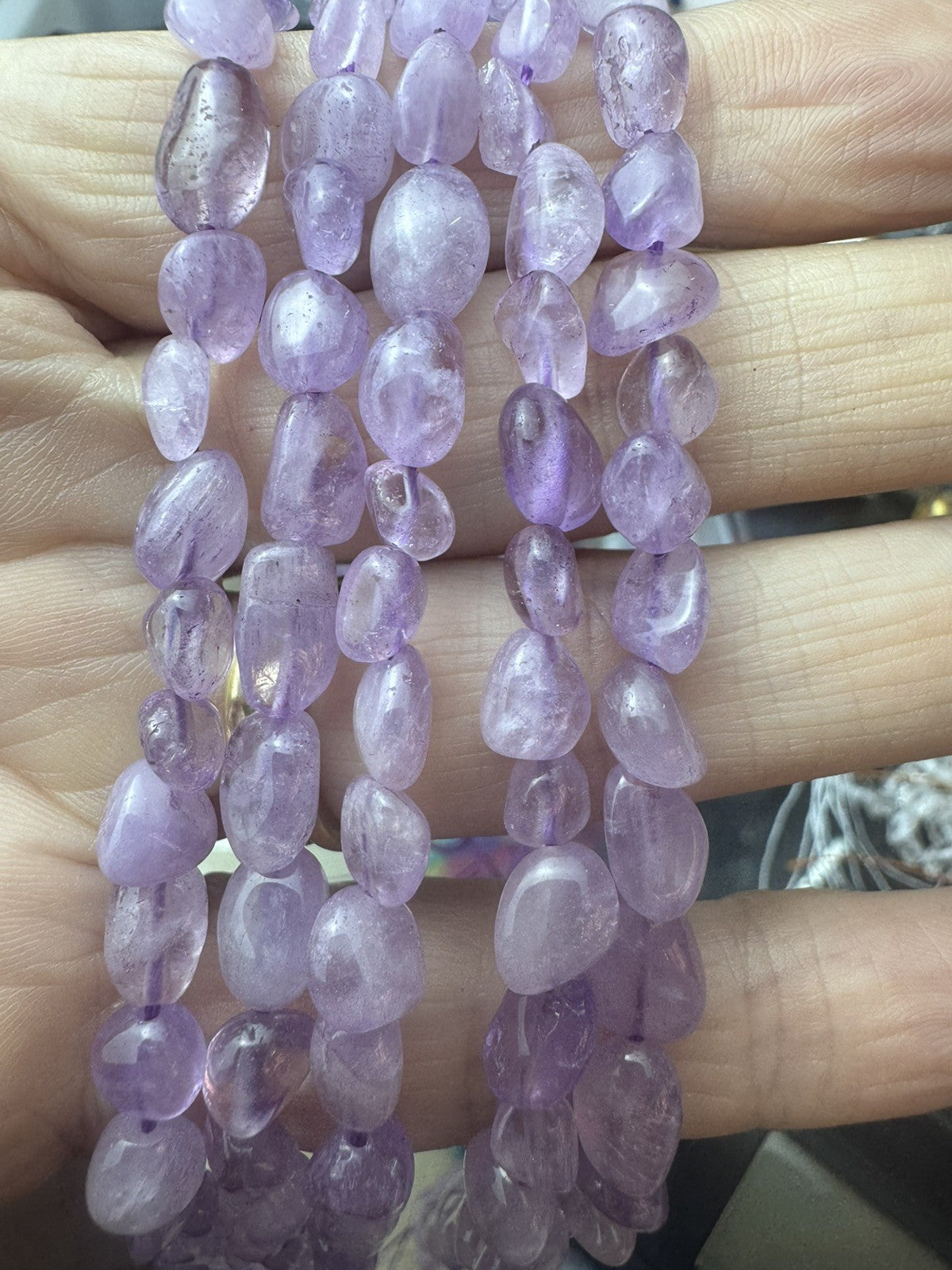 Natural Amethyst Tumble Bead Strand – 16 Inch