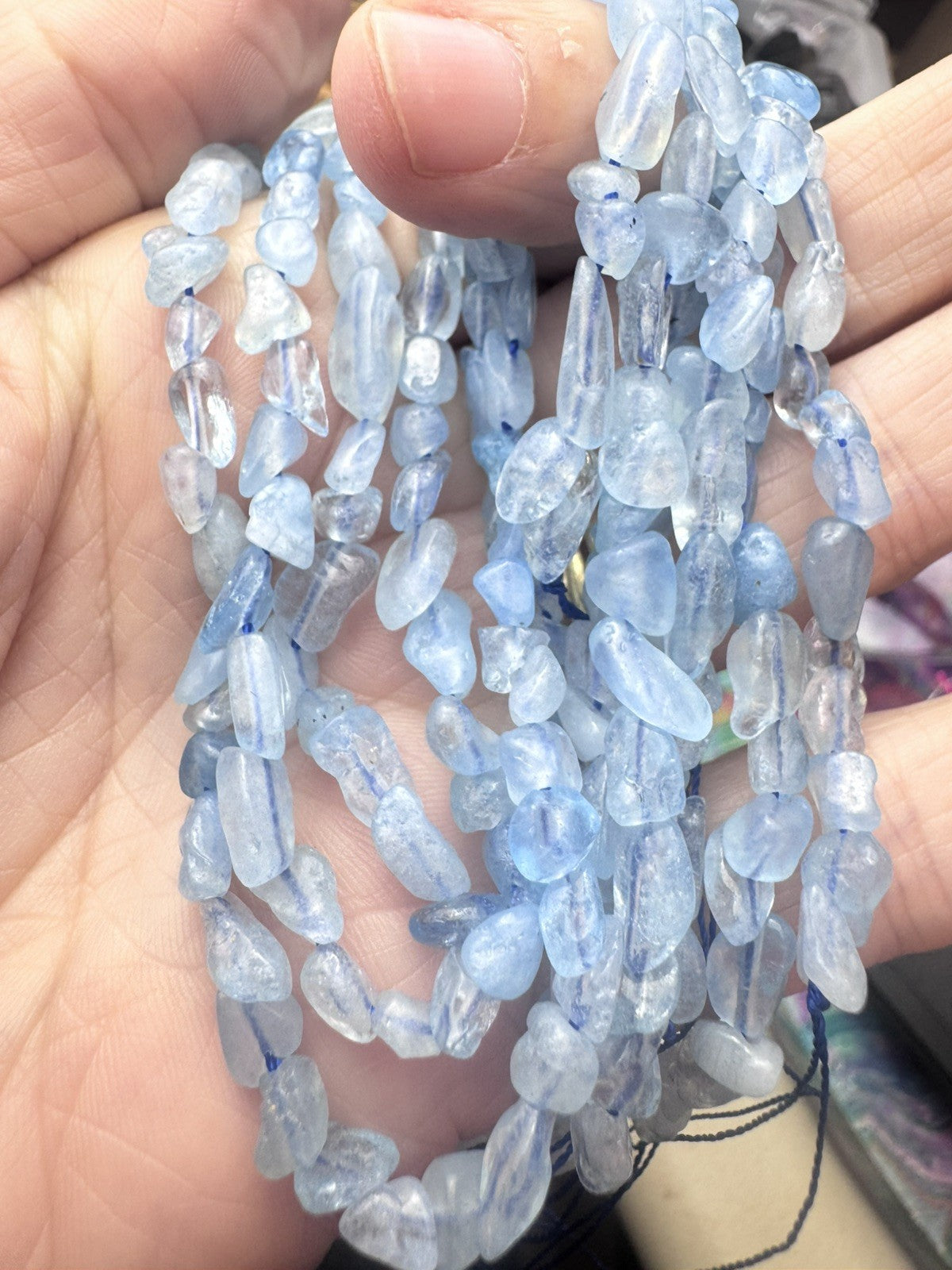 Natural Aquamarine Gemstone Bead Strand – 16 Inch