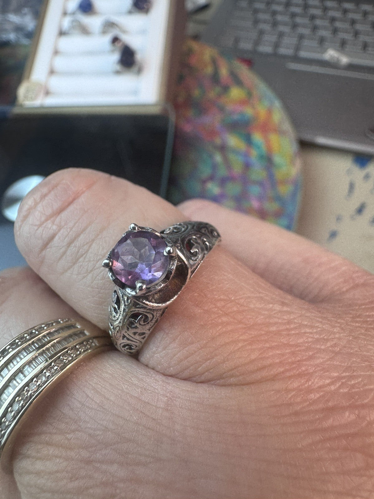 Size 8 Natural Amethyst Ring 925 silver P.5