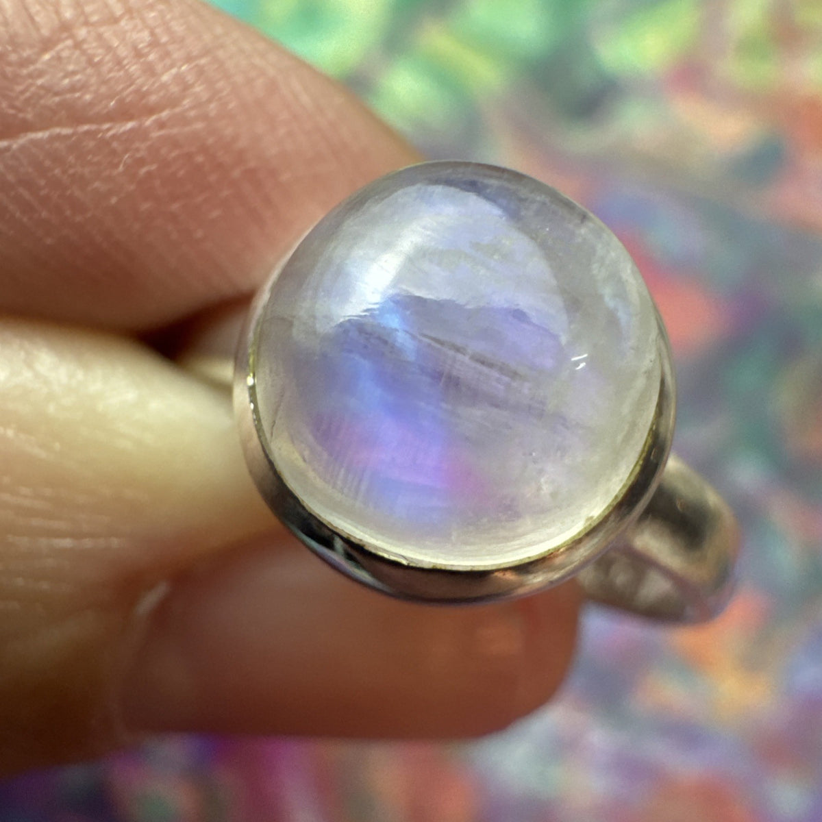 Blue Moonstone  925 Sterling Silver Ring Size Q 8.5