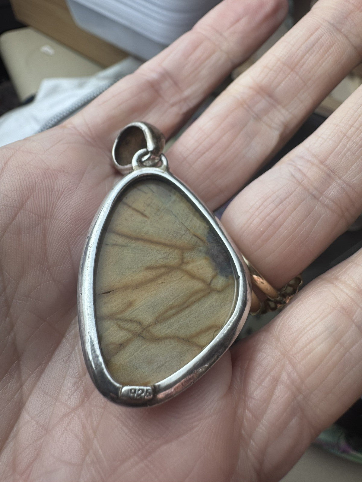 925 solid Beautiful Picture Jasper Sterling Silver Pendant