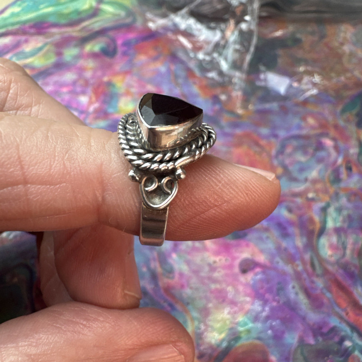 Garnet 925 Sterling Silver Ring Size J 5