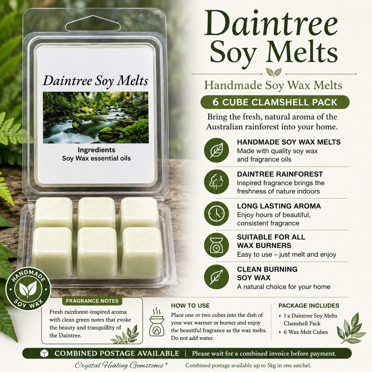 Daintree Soy Melts – Handmade Soy Wax Melts 6 Cube Clamshell Pack