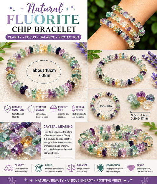 Rainbow Flourite Chip Bracelet