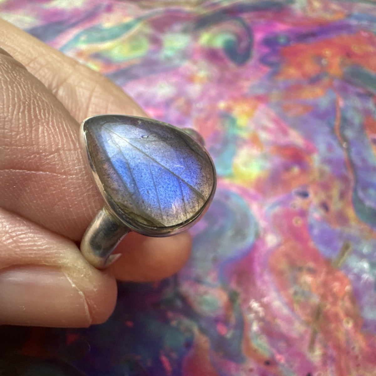 Labradorite 925 Sterling Silver Ring Size P.5 8