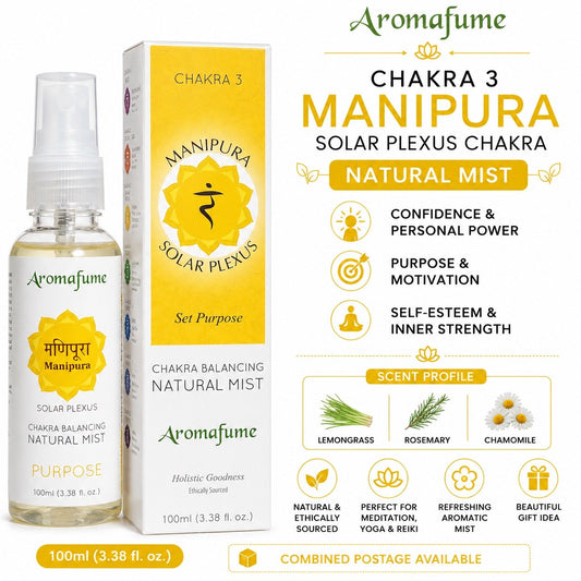Aromafume Chakra 3 Manipura Solar Plexus Natural Mist Spray 100ml Meditate Reiki