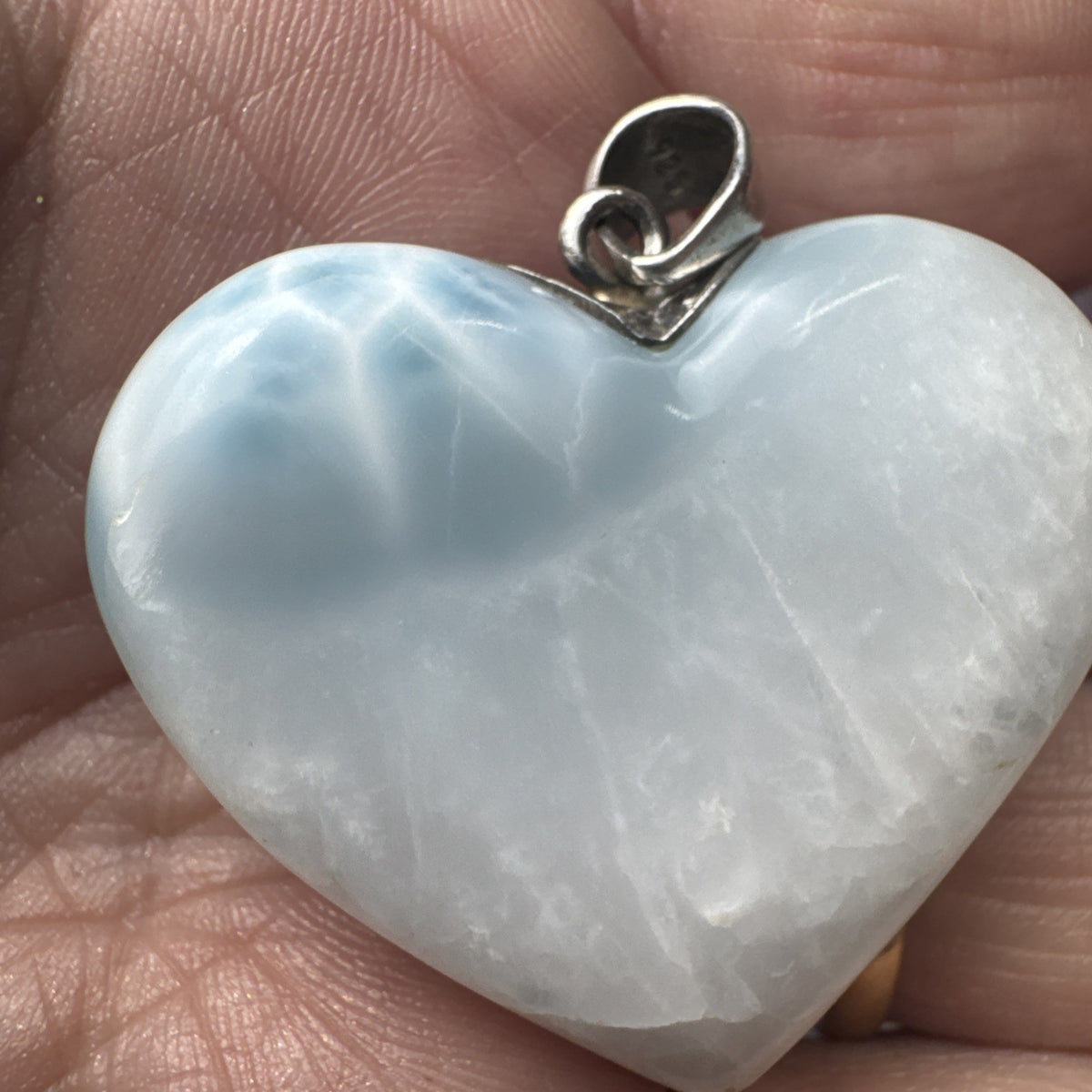 25 Gram 925 Silver Larimar Heart Pendant Handmade In  the Dominican Republic