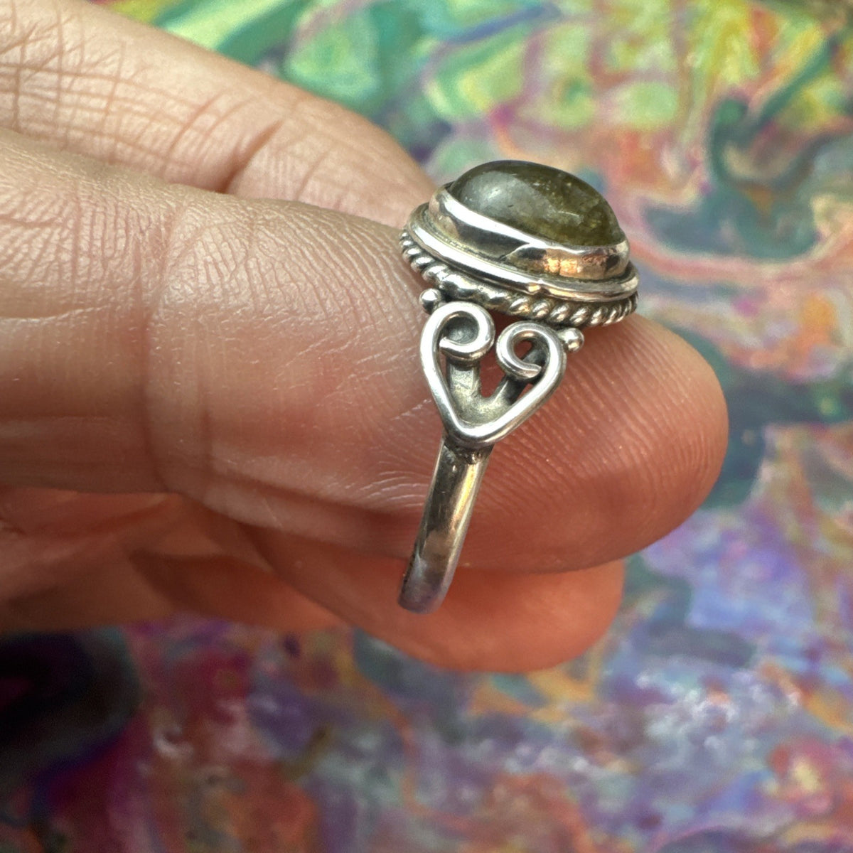 Labradorite 925 Sterling Silver Ring Size J 5