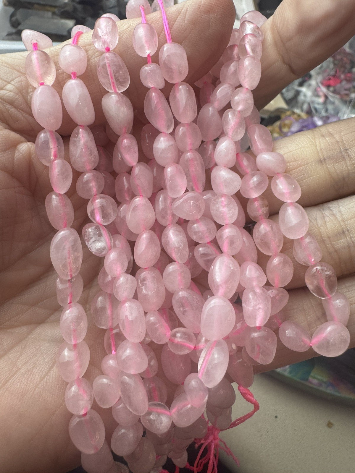 Natural Rose Quartz Gemstone Bead Strand