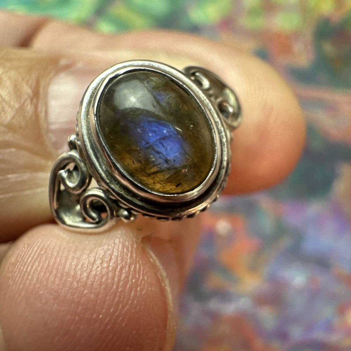 Labradorite 925 Sterling Silver Ring Size J 5