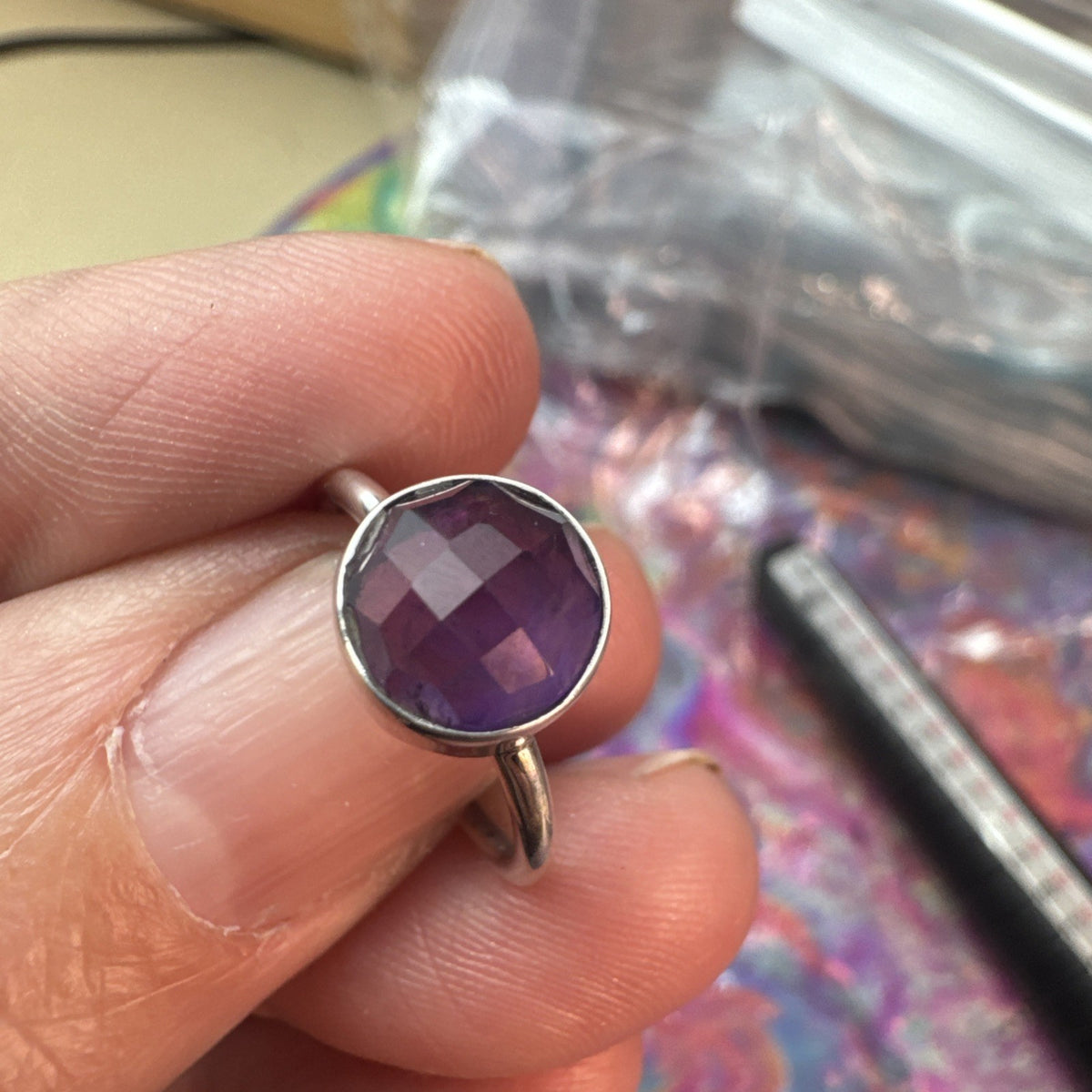 Amethyst 925 Sterling Silver Ring Size J 4.75