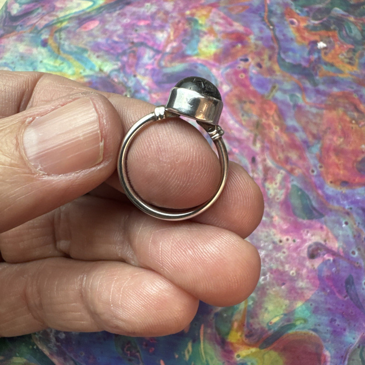 Tormalised Quartz 925 Sterling Silver Ring Size K 5.5