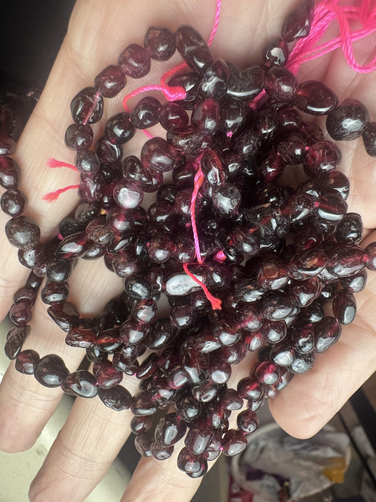 Natural Garnet Tumble Bead Strand – 16 Inch