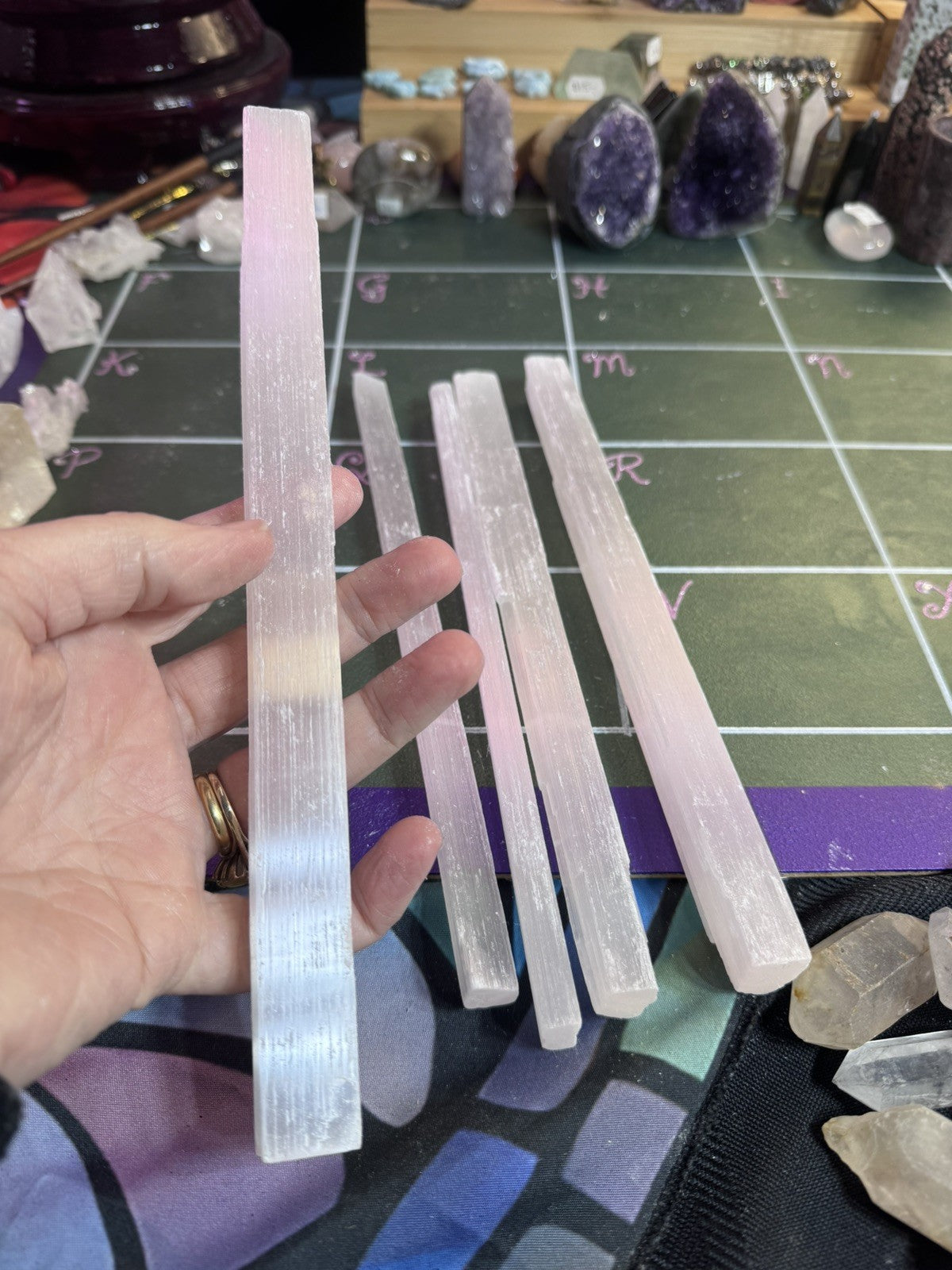 1kg  Selenite  Satin Rods Spar Beam Wand Pieces Crystal Healing Natural Stone