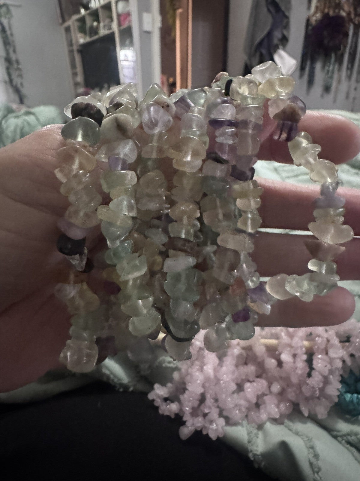 Rainbow Flourite Chip Bracelet